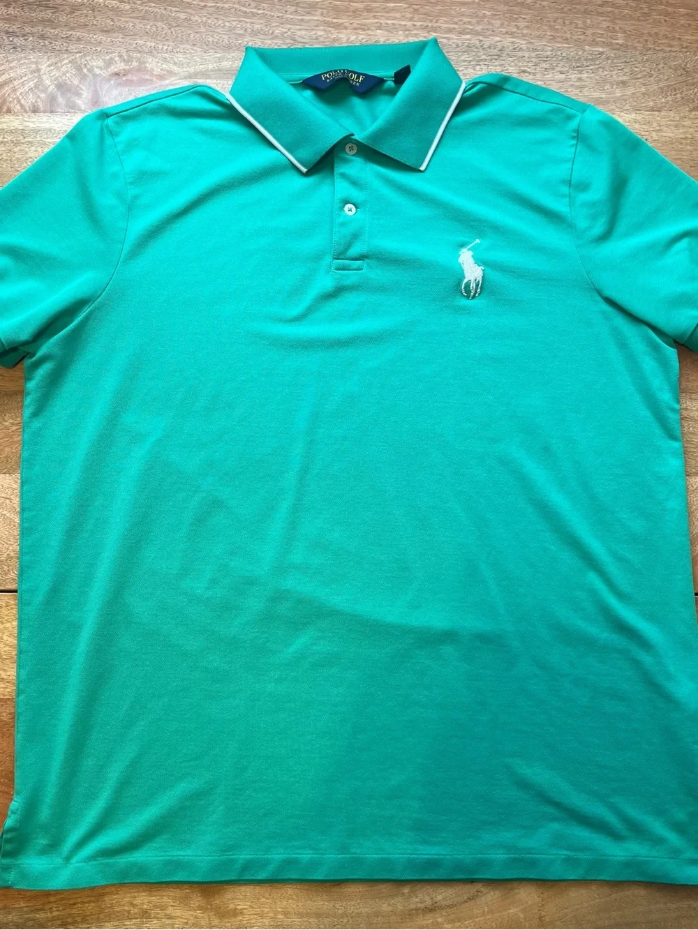Ralph Lauren Golf Men’s Teal Polo with White Pony & Collar Trim